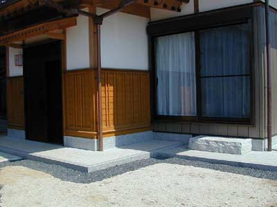 石積み 石塀 門柱 玄関廻り石張り 牛久市I邸「稲田御影石~採掘 石積み 石塀 門柱 玄関廻り石張り 牛久市I邸「稲田御影石~採掘